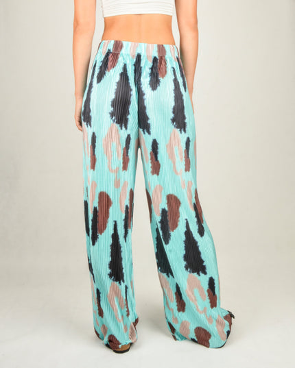 Turquoise Speckled Crepe Pants