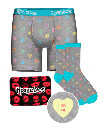 Men's Candy Hearts Boxers & Socks Gift Set