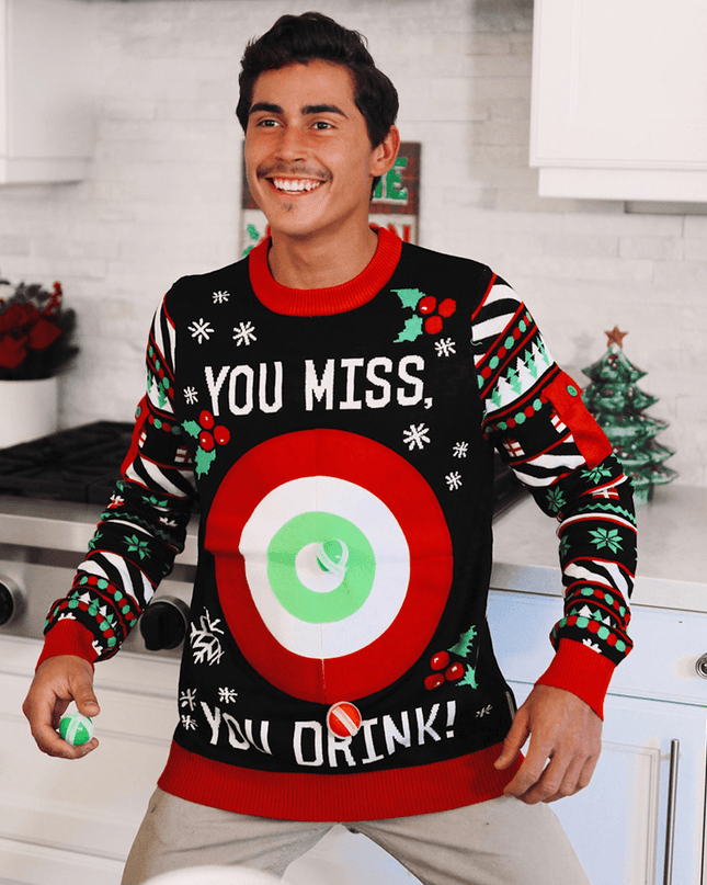 Men's Drinking Game Ugly Christmas Sweater