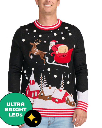 Men's Full Moon Santa Light Up Ugly Christmas Sweater
