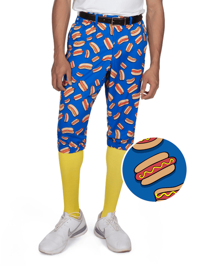 Men's Hot Dog Golf Knickers with Yellow Golf Socks