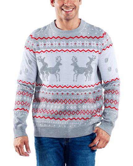 Men's Grey Humping Reindeer Ugly Christmas Sweater