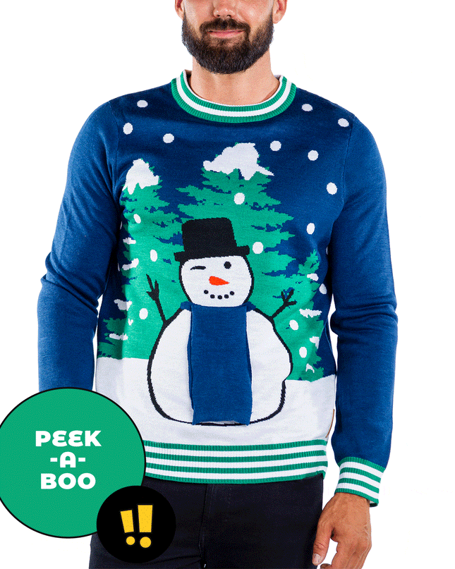 Men's Peekaboo Snowman Ugly Christmas Sweater