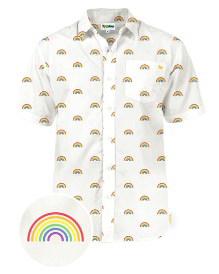 Men's White Rainbow Button Down Shirt