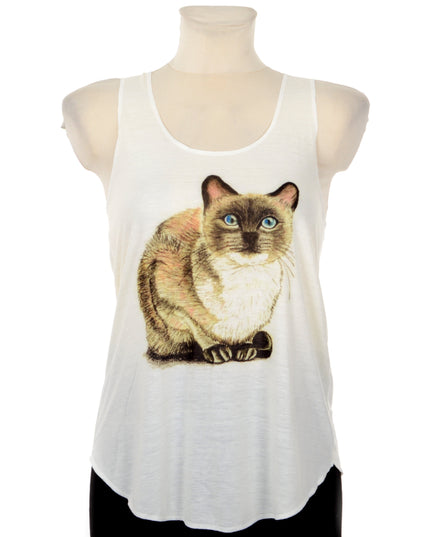 Cat Sitting Graphic Sleeveless Top