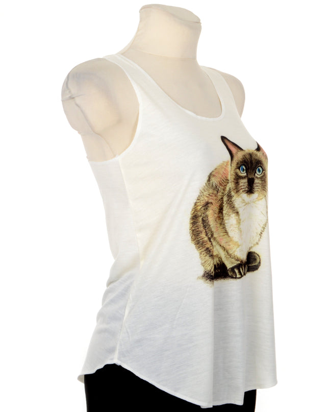 Cat Sitting Graphic Sleeveless Top