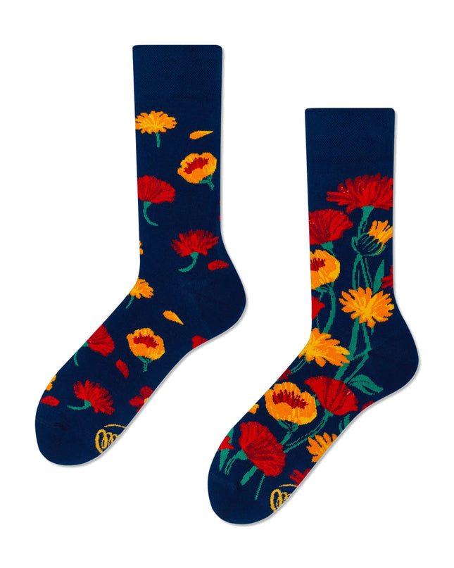 Many Mornings Zokni - Flower Power Navy Fun Socks