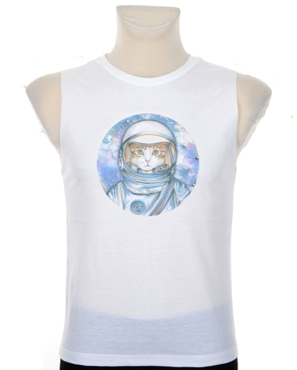 Unisex Cat Astronaut Design Tank Top