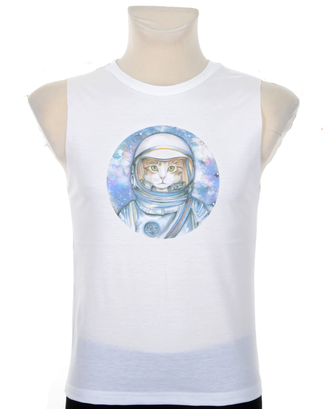 Unisex Cat Astronaut Design Tank Top