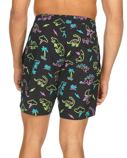 Neon Dinosaur Stretch Swim Trunks - 7.5" Inseam