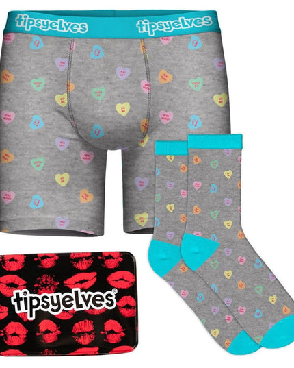 Men's Candy Hearts Boxers & Socks Gift Set