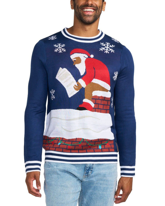 Men's Santa's Log on the Fire Ugly Christmas Sweater
