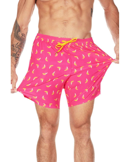Pink Banana Peel Stretch Swim Trunks - 7.5" Inseam