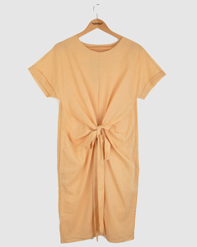 Beige Canvas Summer Dress