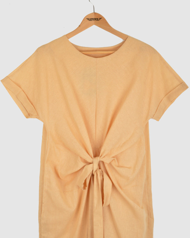 Beige Canvas Summer Dress
