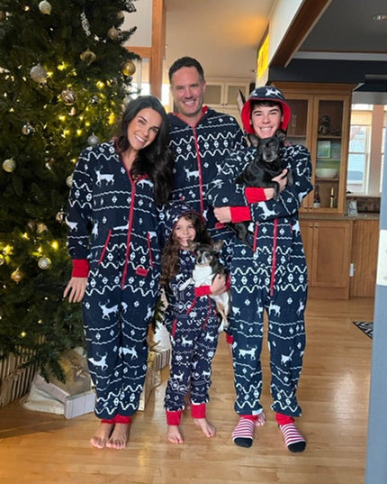 Matching Blue Reindeer Family Jumpsuits