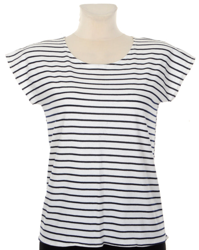 Women's White Striped Tee