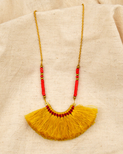 Yellow Fringe Necklace Christmas Accessory