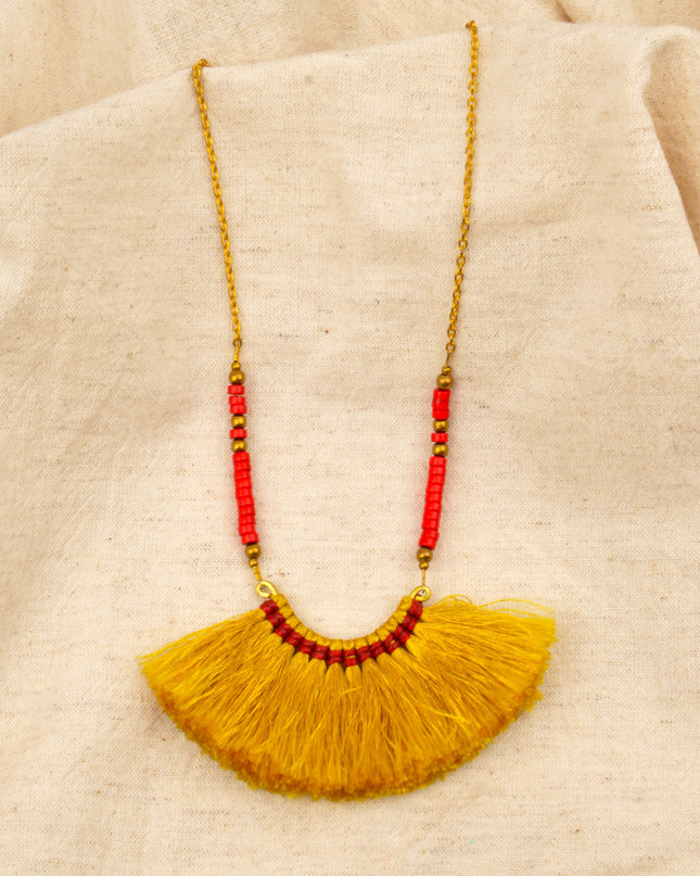 Yellow Fringe Necklace Christmas Accessory