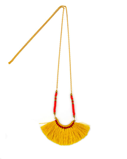 Yellow Fringe Necklace Christmas Accessory