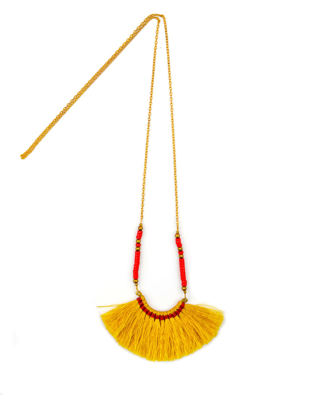 Yellow Fringe Necklace Christmas Accessory
