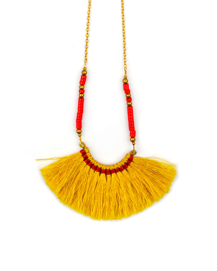 Yellow Fringe Necklace Christmas Accessory