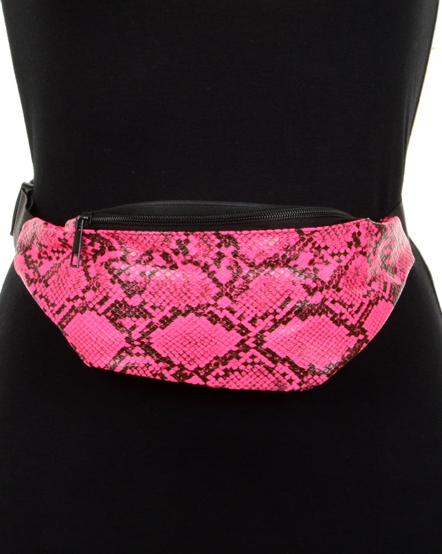 Pink Faux Leather Belt Bag