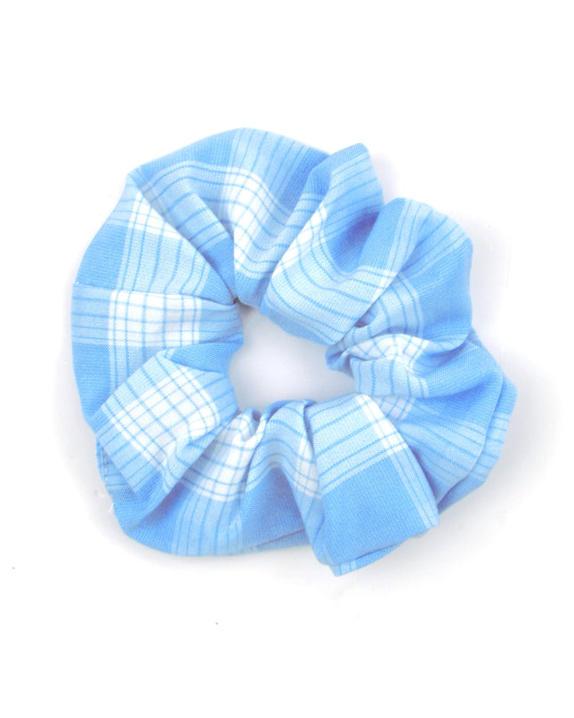 Checkered Baby Blue Scrunchie