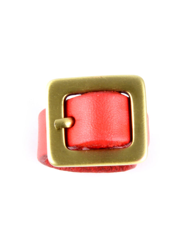 Red Leather Ring - Festive Holiday Accessory