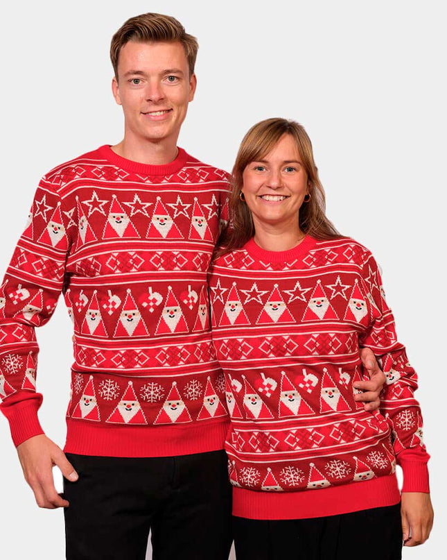 Red Striped Christmas Sweater with Santa