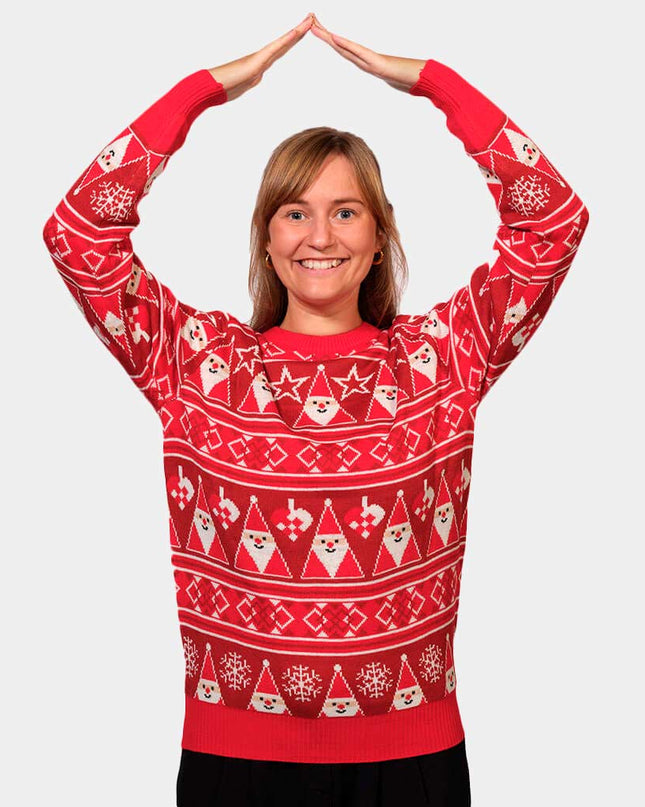 Red Striped Christmas Sweater with Santa