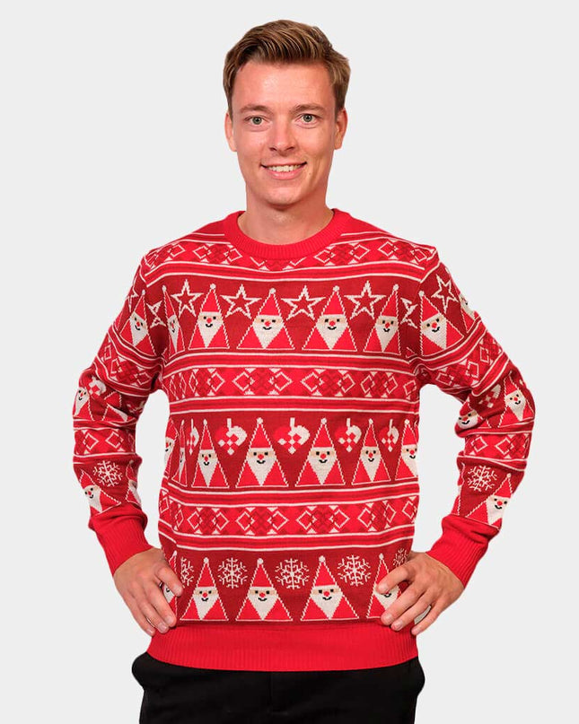 Red Striped Christmas Sweater with Santa