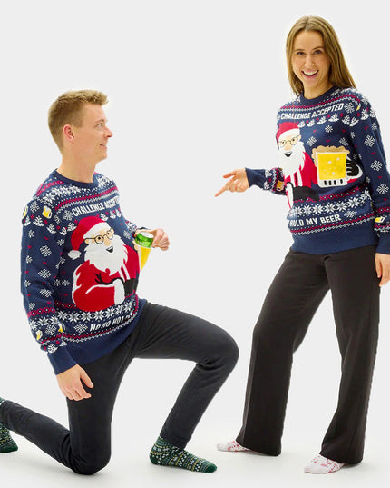 3D Pocket Beer Christmas Sweater for Couples