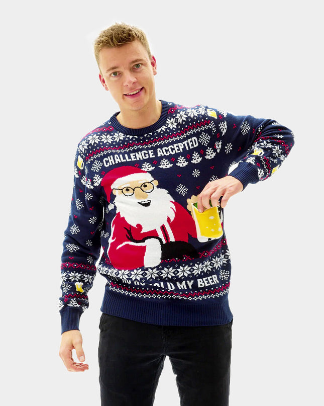 3D Beer Pocket Christmas Sweater for Men