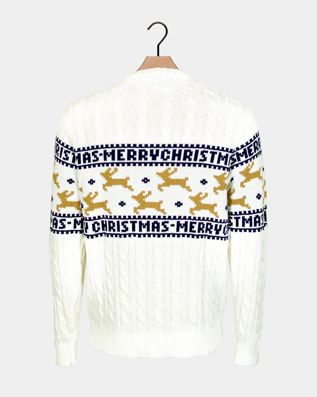 Women's Chic White Christmas Sweater with Reindeer