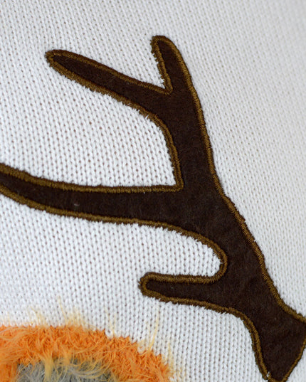 Women's White Christmas Sweater with 3D Reindeer