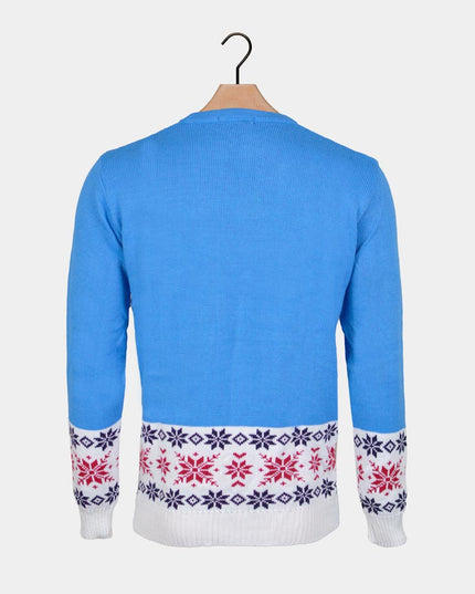 Women's Sky Blue Christmas Sweater with Reindeer