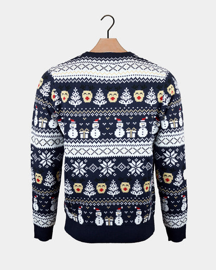 Blue Snowmen and Trees Christmas Sweater for Couples