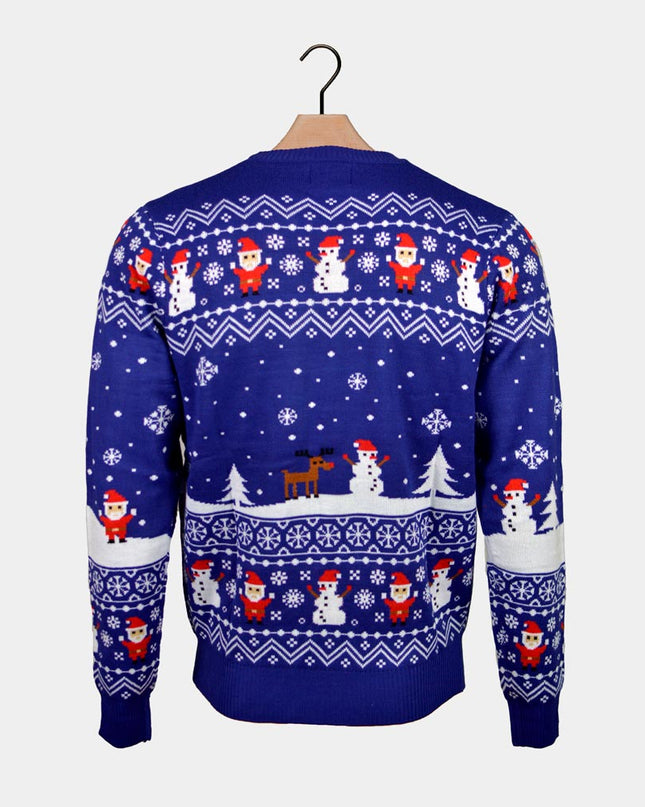 Blue Couple’s Christmas Sweater Let It Snow