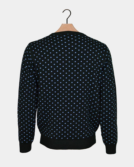 3D Blue Christmas Sweater for Men with Reindeer