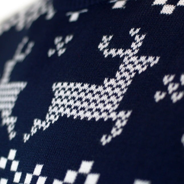 Blue Christmas Sweater for Women with North Pole Design