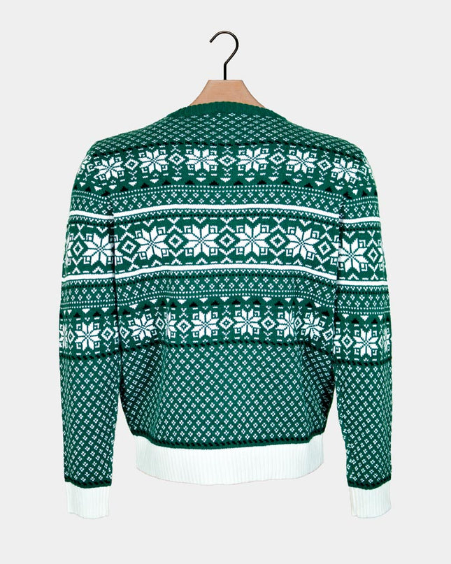 Classic Green and White Christmas Sweater for Couples