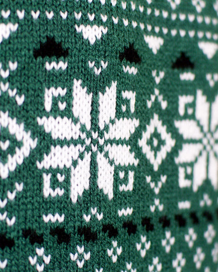 Classic Green and White Christmas Sweater for Couples
