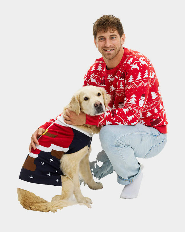 Dog Christmas Sweater Costume of Santa Claus