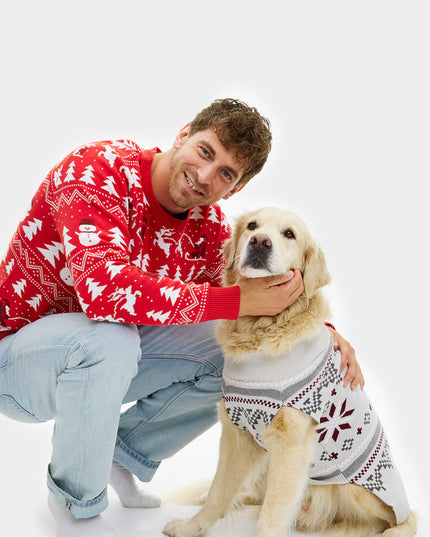 Gray Christmas Sweater for Dogs with Polar Star Patterns