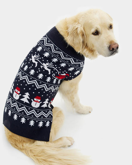 Dog Christmas Sweater with Trees and Santa