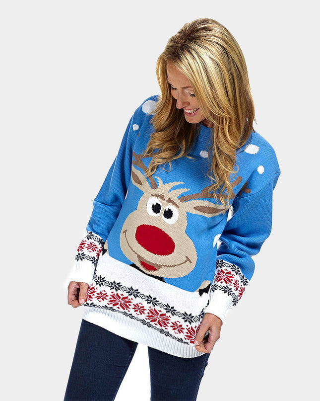 Sky Blue Christmas Sweater for Couples