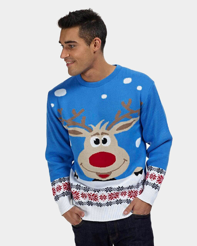 Sky Blue Christmas Sweater for Couples