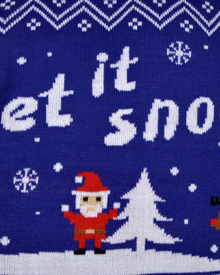 Blue Couple’s Christmas Sweater Let It Snow