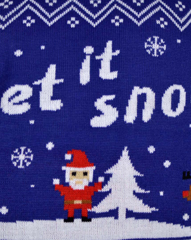 Blue Couple’s Christmas Sweater Let It Snow